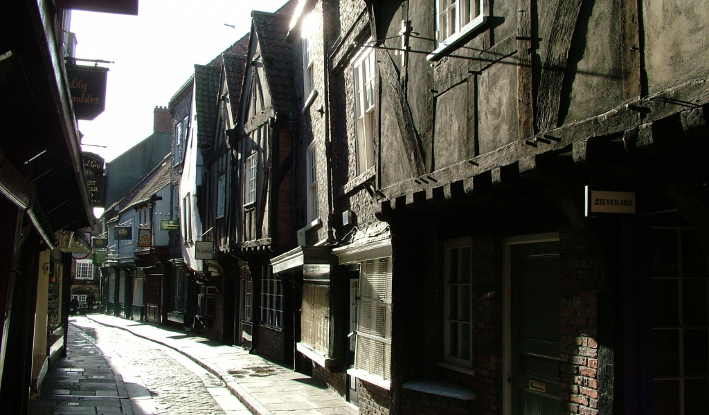 дома, город, Англия, старые, средневековые, улица, Йорк