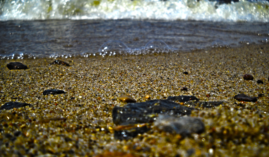 волны, песок, HDR, камни, макро, пляж, пена, вода, море