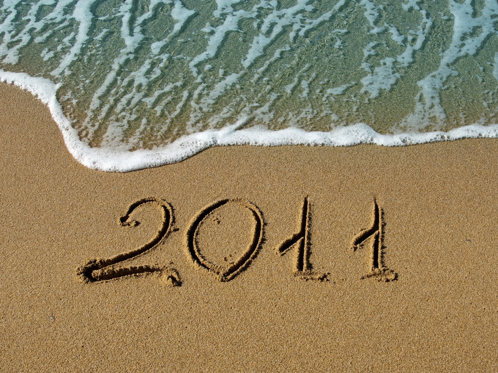 пляжи, цифры, море, океан, новогодние обои, вода, цифра, берег, макро, песок, новый год