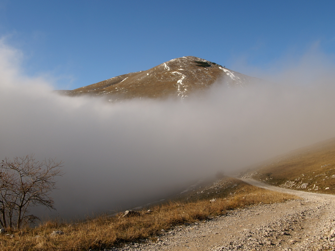 дорога, горы, туман