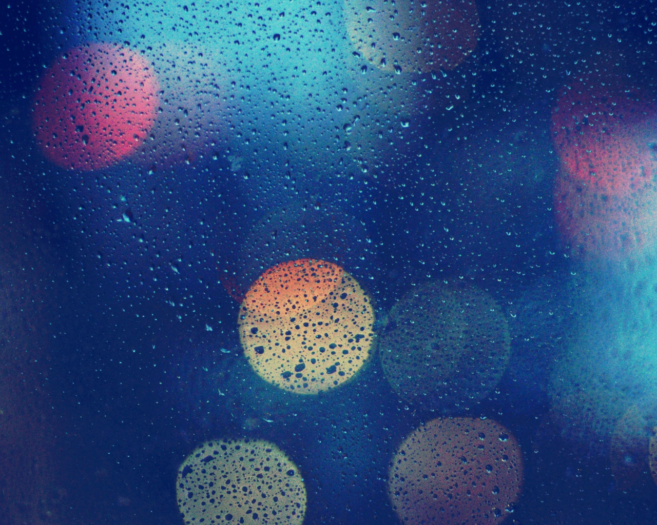 капли, цвета, блики, дождь, боке, стекло