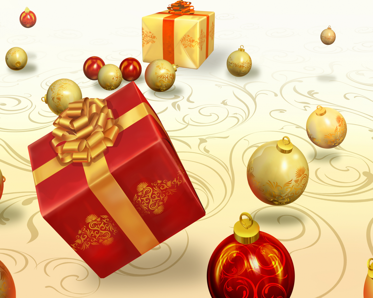 подарки, украшения, шары, новый год