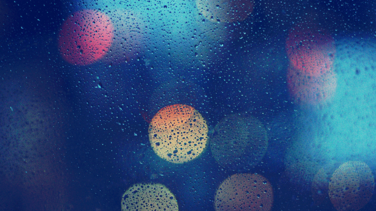 капли, цвета, блики, дождь, боке, стекло