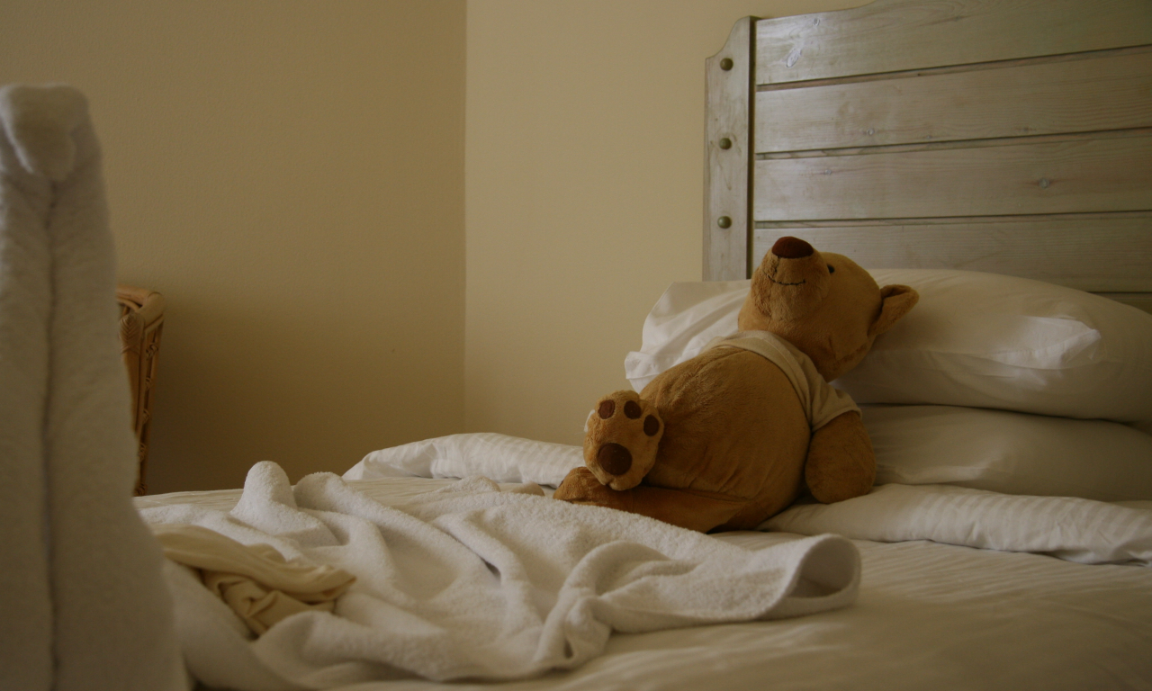 медведь, кровать, настроение, игрушка, отель, радость, сон, отдых