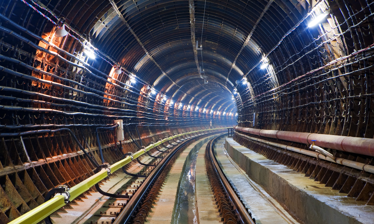 тоннель, метро, рельсы