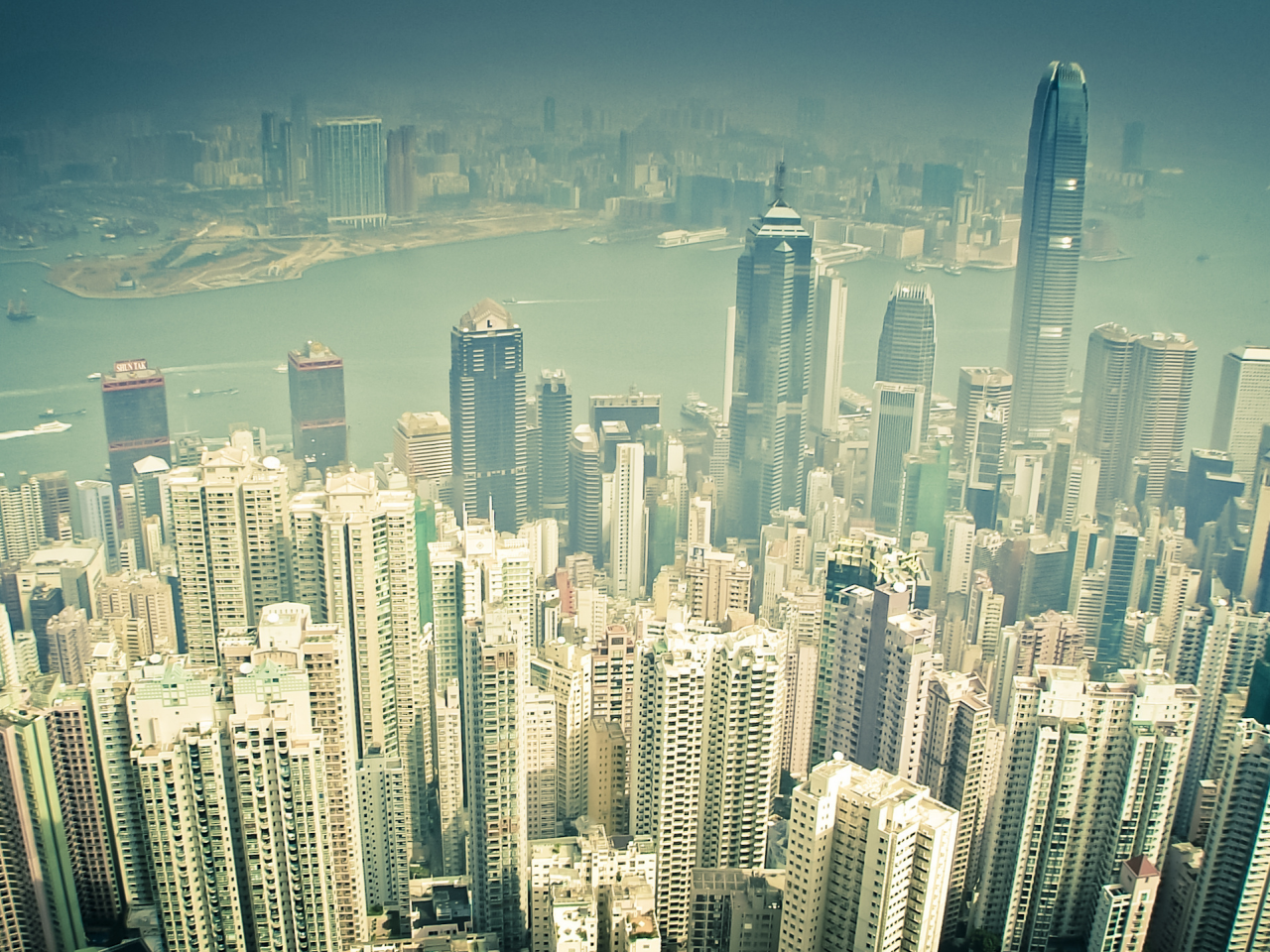 высота, город, небоскрёбы, Гонконг