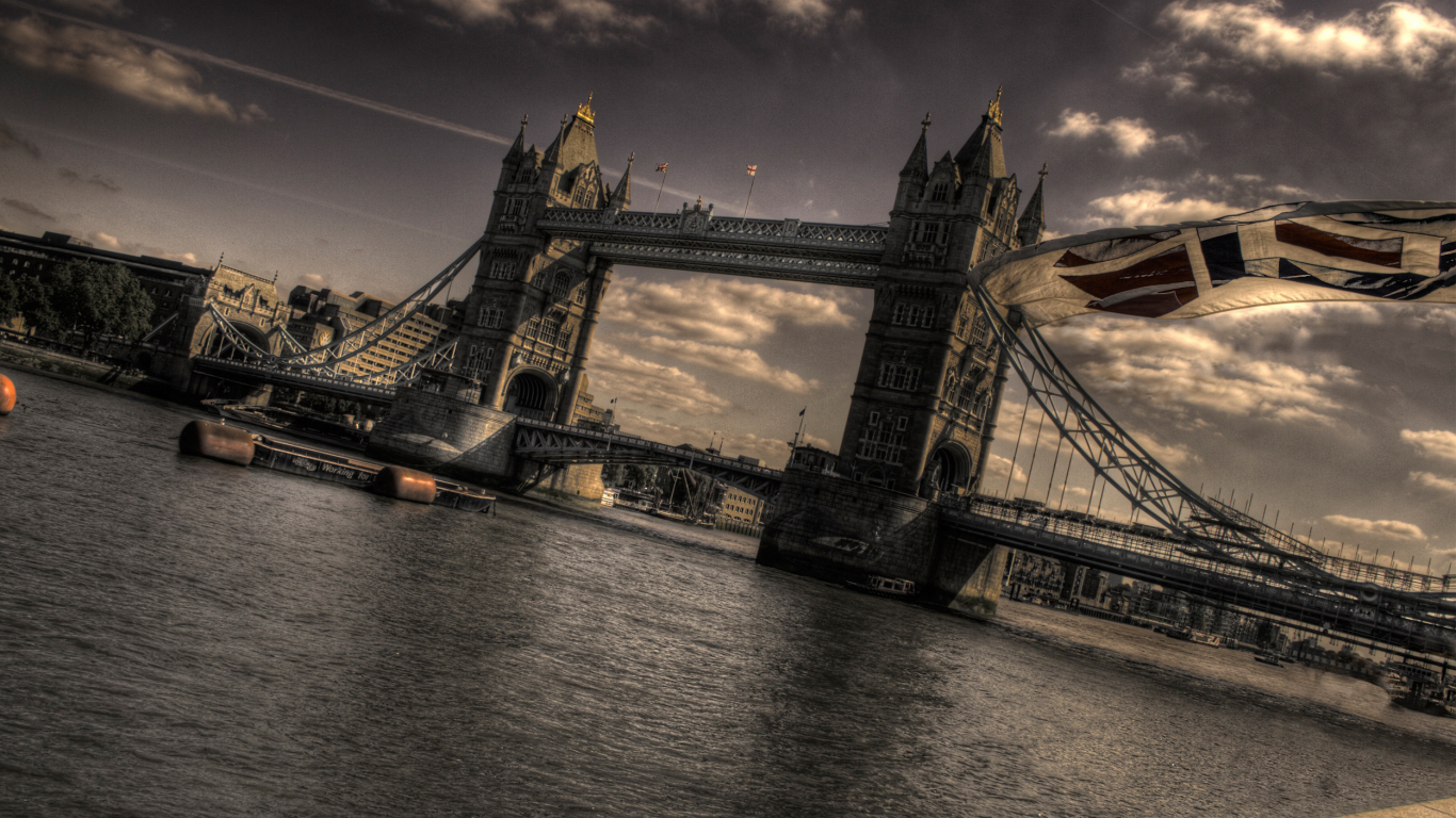 флаг, мост, лондон, темза