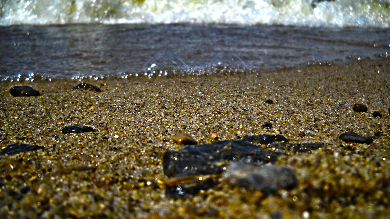 волны, песок, HDR, камни, макро, пляж, пена, вода, море