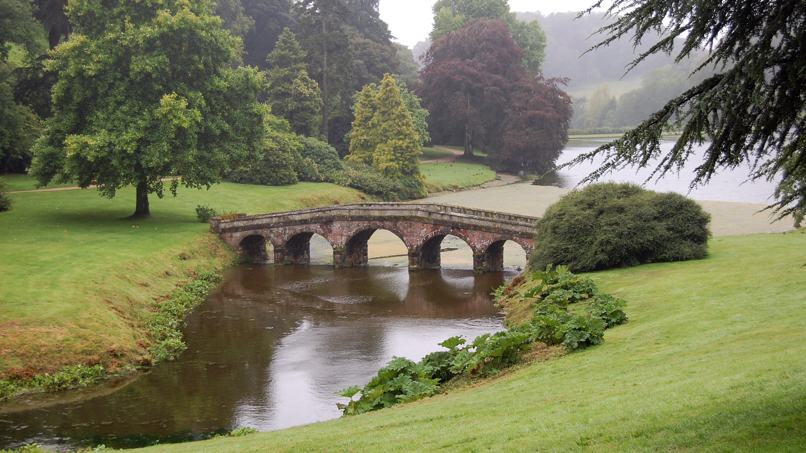 англия, stourhead, лето, мост