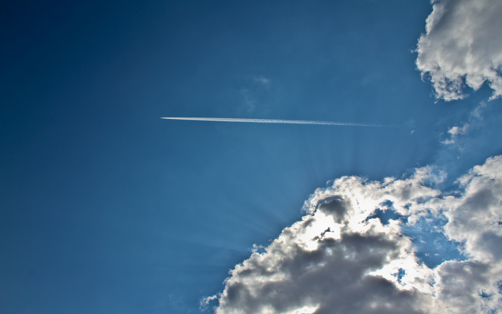 солнце, sky, небо, самолет