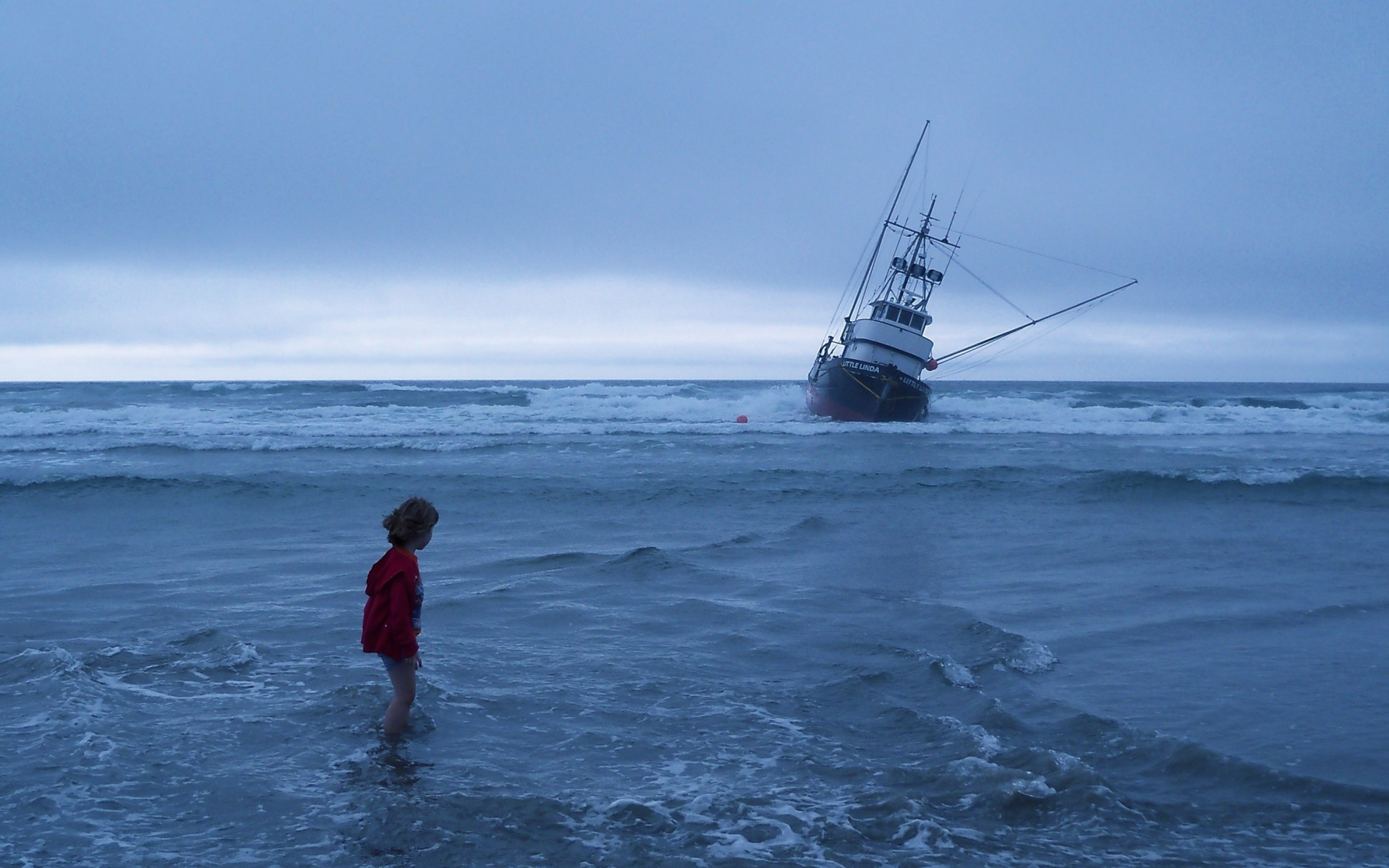 корабль, ребенок, море, одиночество