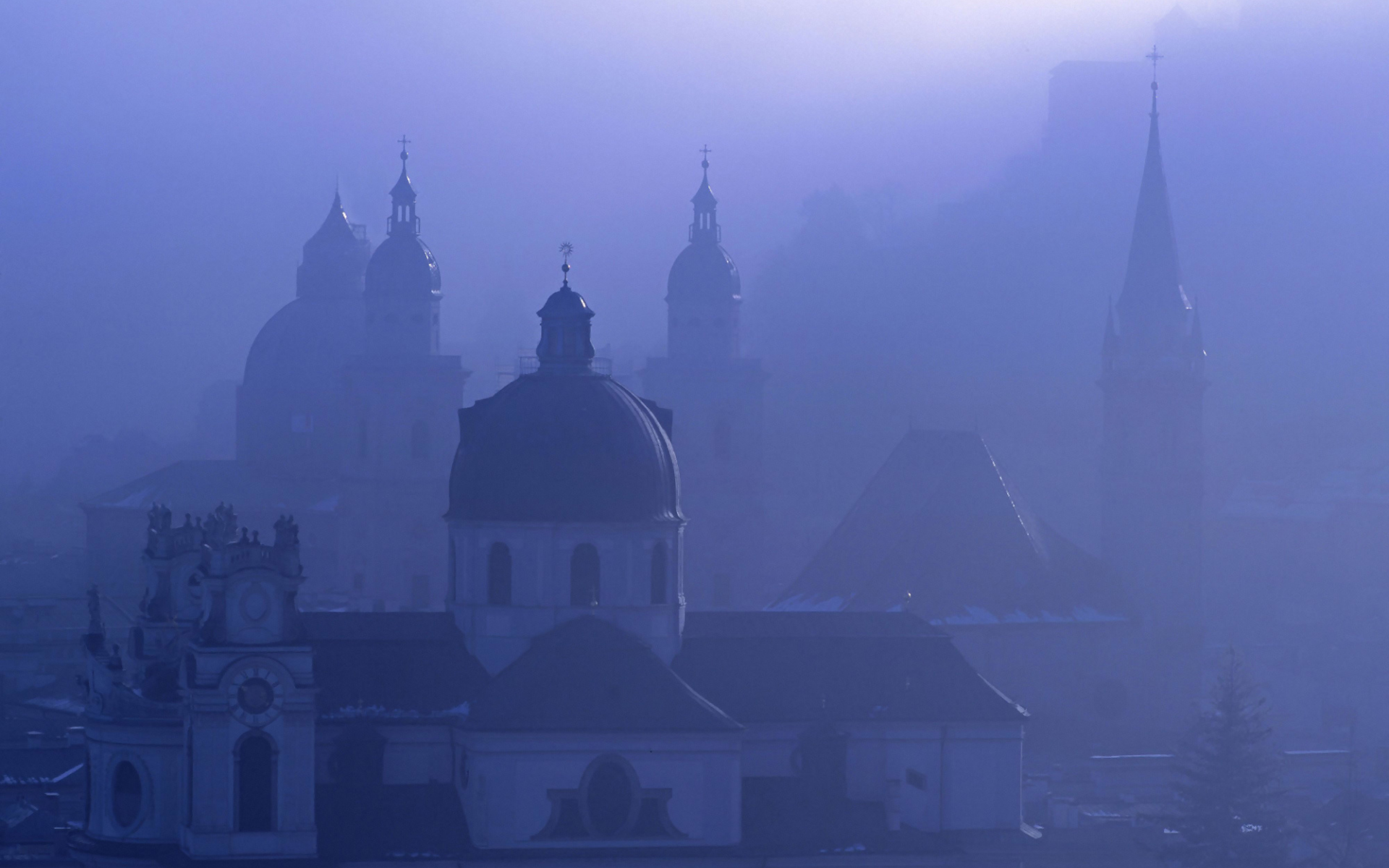 зальцбург, австрия, туман