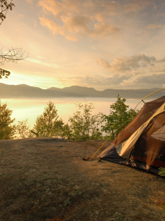 палатка, утро, природа