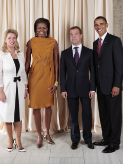 президент, медведев, улыбка, синий галстук, обама, политика