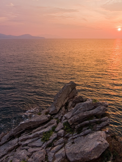 пейзаж, закат, море, скалы