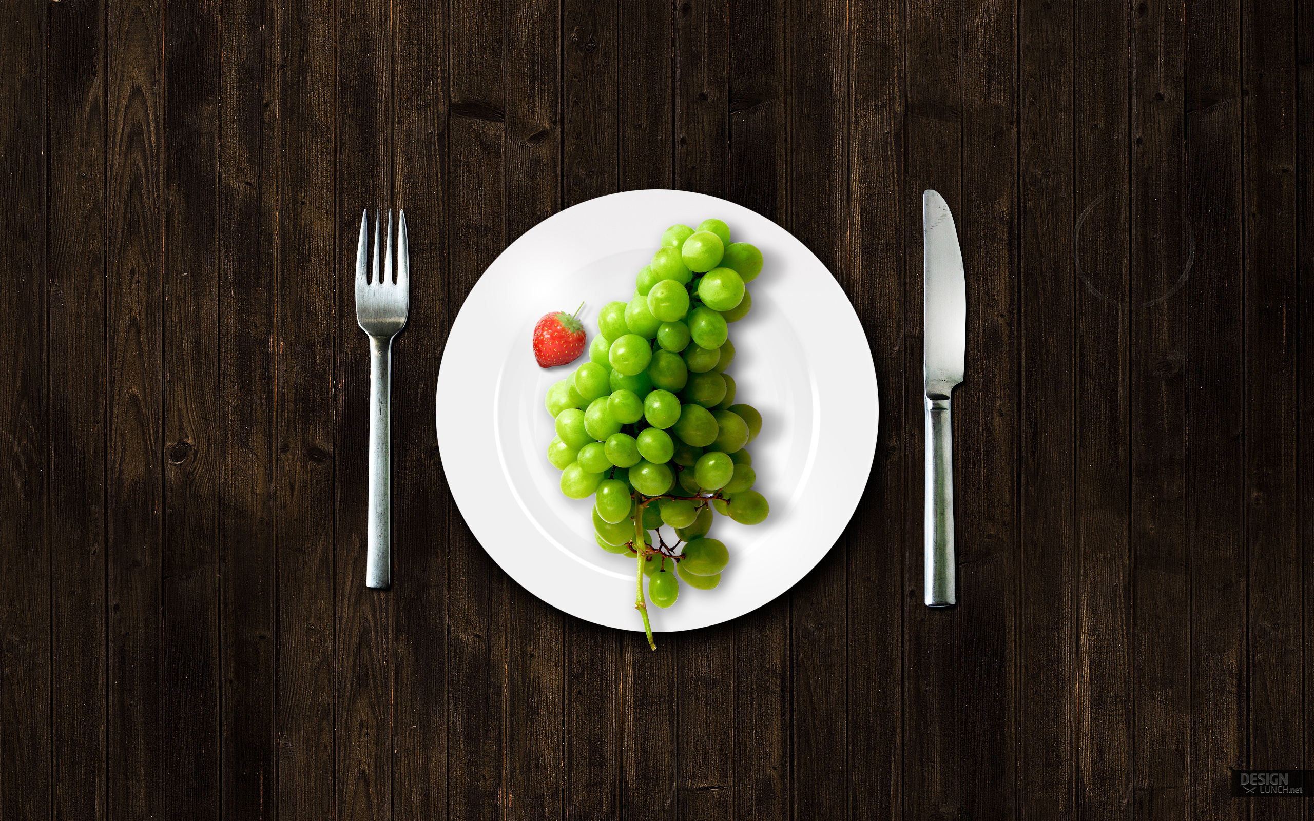 дерево, ягоды, виноград, вилка, клубника, текстура, нож, тарелка, еда