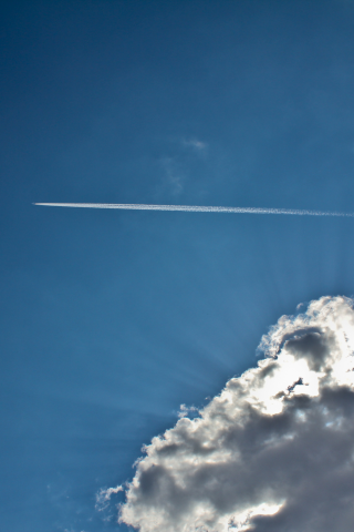 солнце, sky, небо, самолет