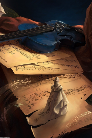ноты, музыка, скрипка, статуэтка