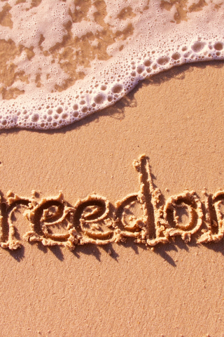 пляж, песок, море, волна, настроение, свобода, надпись