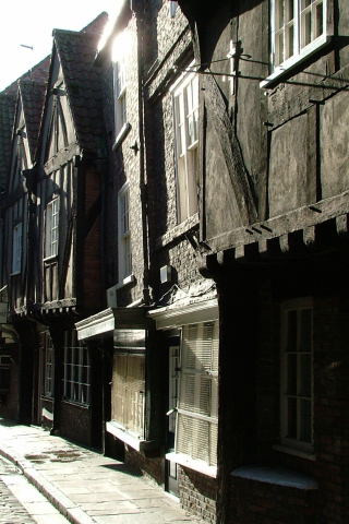 дома, город, Англия, старые, средневековые, улица, Йорк