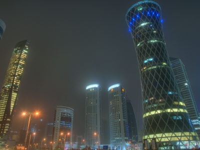 city, night, lights, qatar, doha