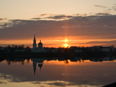 небо, пейзаж, закат