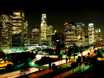 lights, LA, city, night