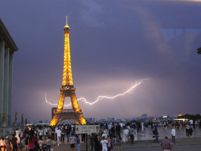 молния, Эйфелева башня, Париж
