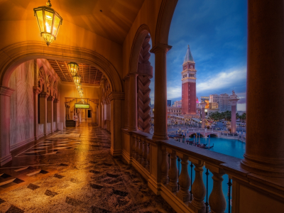 балкон, фонари, коридор, венеция