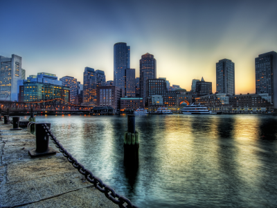 река, набережная, бостон