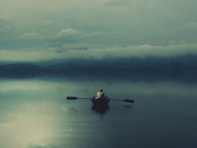 одиночество, человек, лодка
