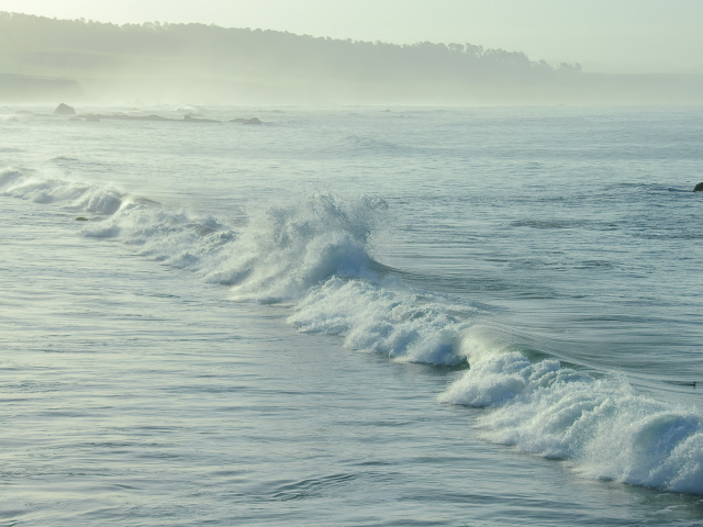 волны, туман, море, природа