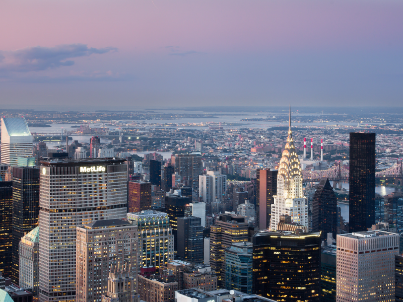 закат, New york, Манхэттен, небоскрёбы, дома, город, Нью-йорк, здания, Manhattan