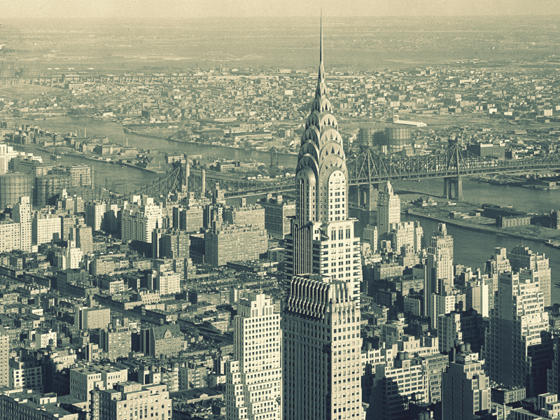 небо, город, здания, нью-йорк, небоскребы, панорама