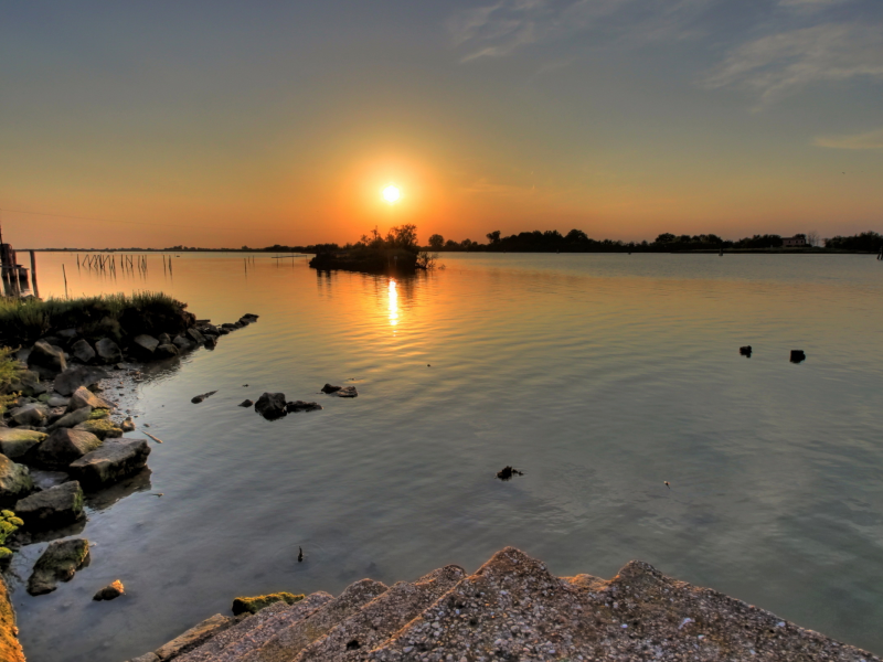 пейзаж, закат, море