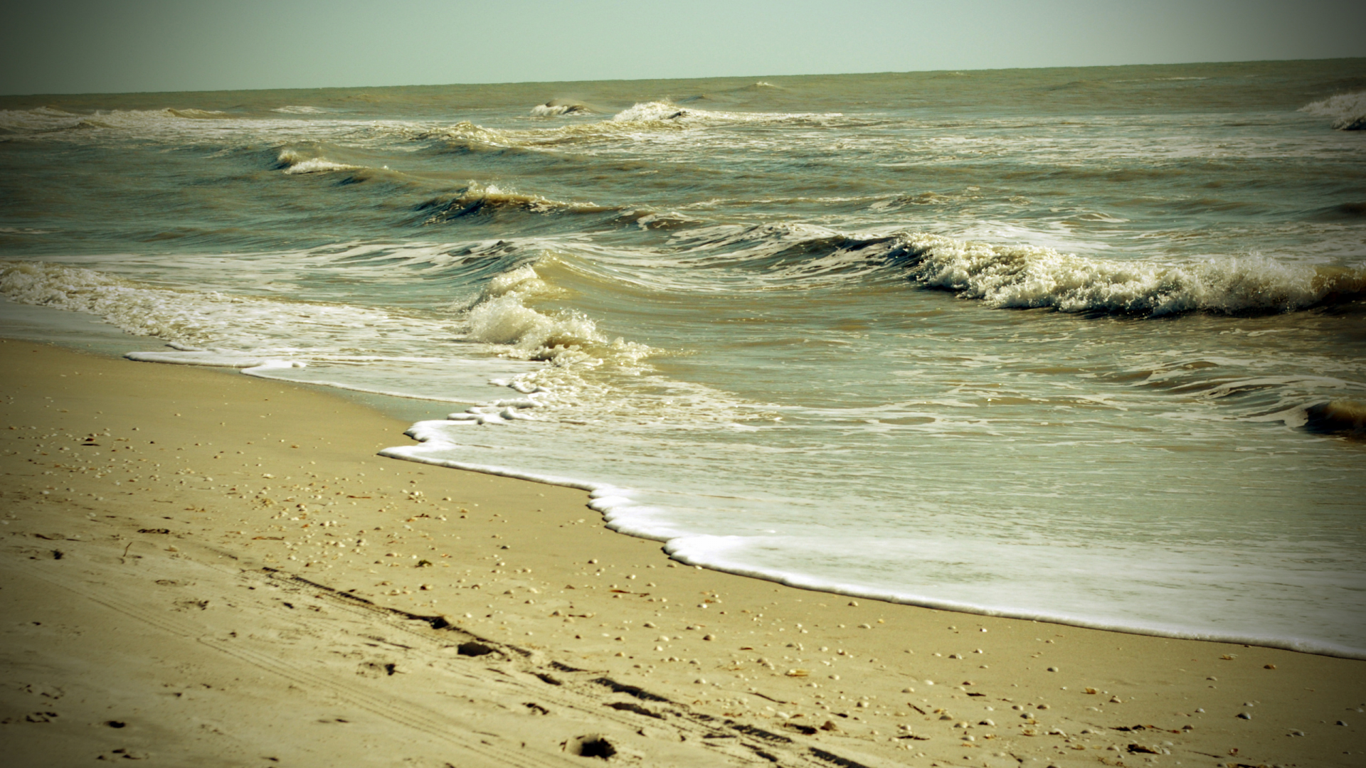 песок, океан, волны, вода