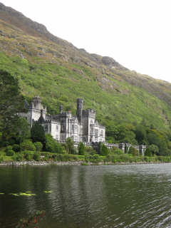 замок, горы, ирландия, kylemore, камни, озеро, зелень