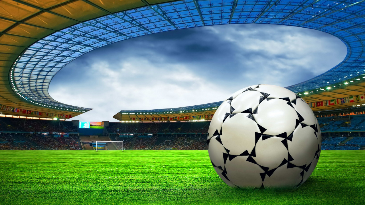 стадион, мяч, трава, спорт, футбол