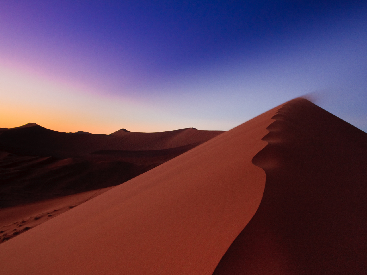 дюны, пустыня, песок, восход, небо, африка, намибия