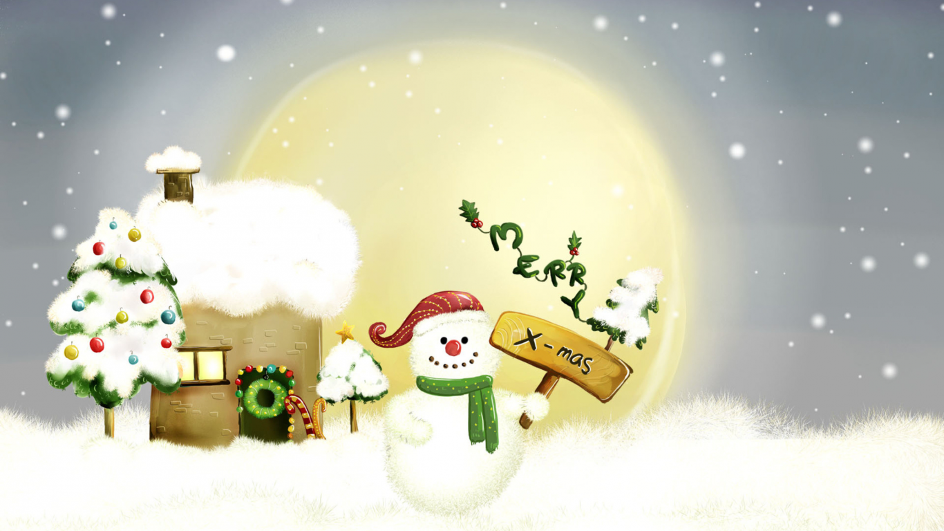 рождество, новый год, рисунок, снеговик
