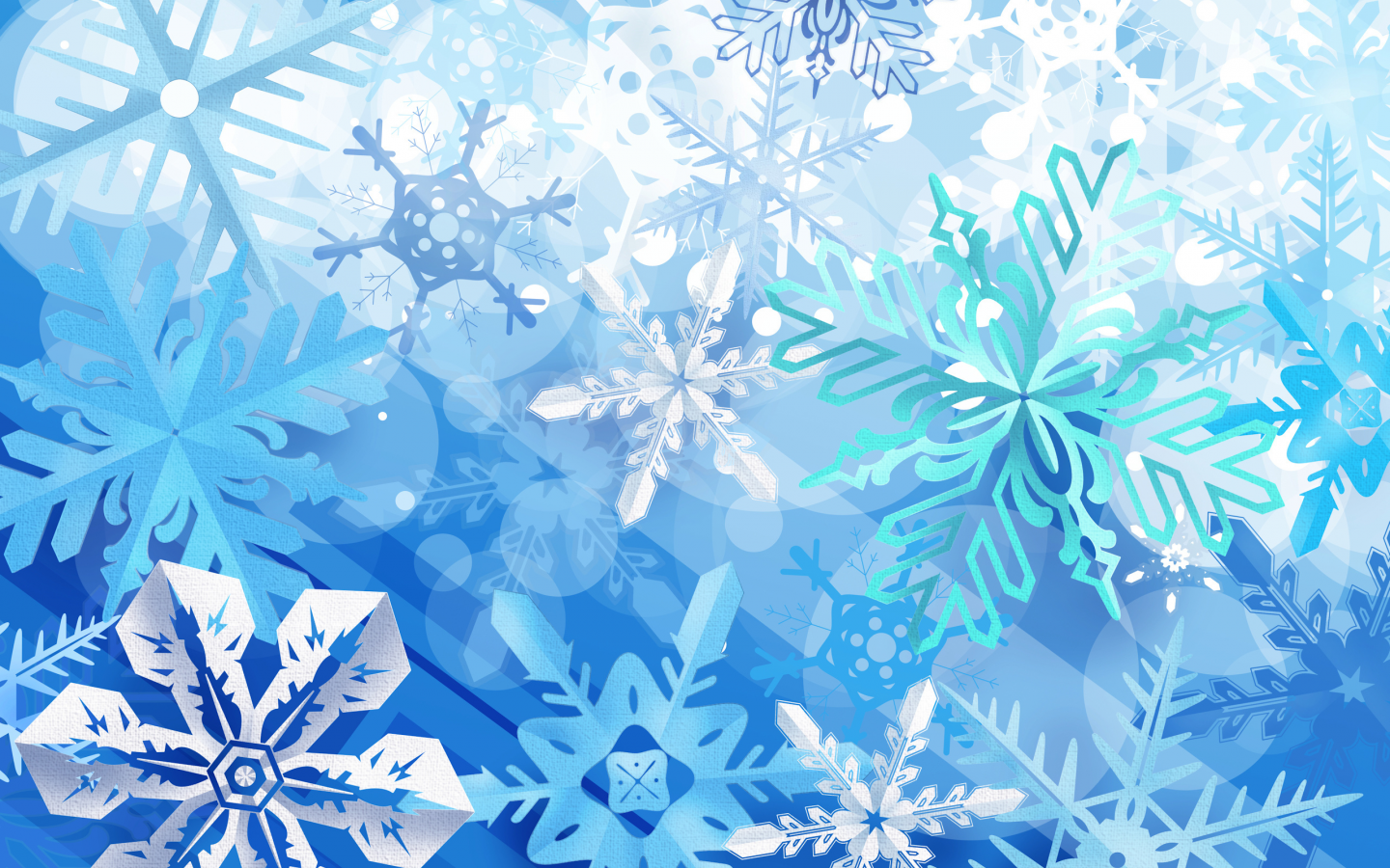 синий, зима, снежинки