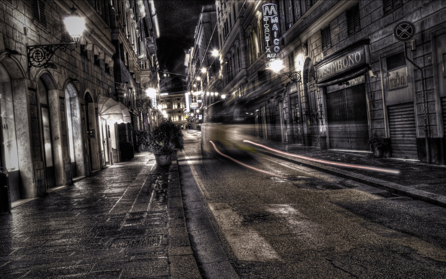 ночь, улица, фонари