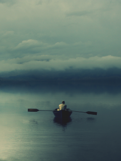 озеро, одиночество, лодочник, мгла
