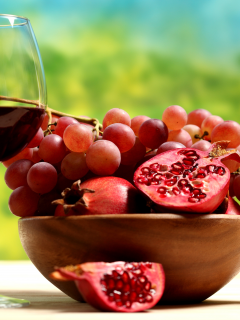 фрукты, Обои вино, виноград, гранат