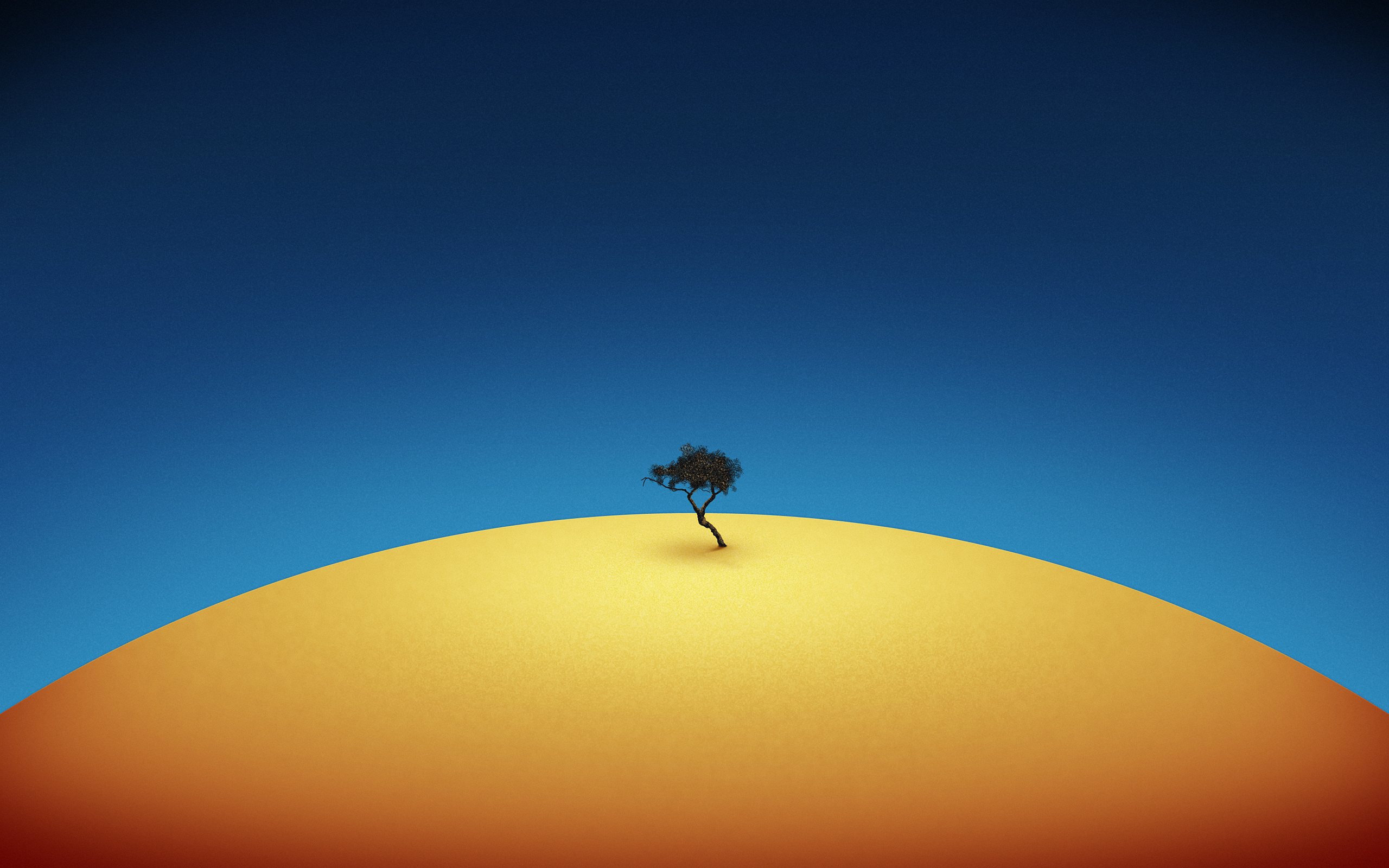 минимализм, дерево, синий, желтый
