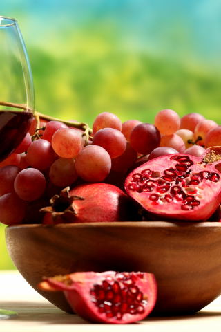 фрукты, Обои вино, виноград, гранат
