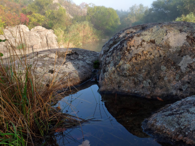 утро, камни, вода