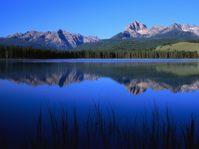 синий, озеро, природа, гора