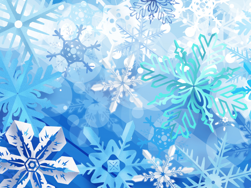синий, зима, снежинки
