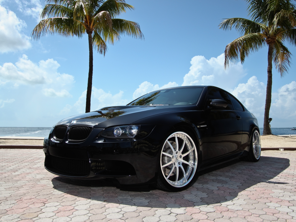 m3, бмв, miami, e92, пальмы, black, чёрная, Bmw, майами, тонировка